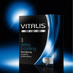 ПРЕЗЕРВАТИВЫ ''VITALIS'' PREMIUM №3 DEIAY & COOLING - С ОХЛАЖДАЮЩИМ ЭФФЕКТОМ (ШИРИНА 53MM) 138 - фото 7548