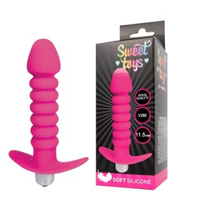 Анальная втулка с вибрацией Sweet Toys розовая 11,5 см ST-40170-16