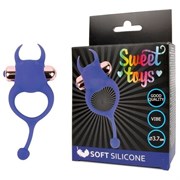 Эрекционное кольцо с клиторальной стимуляцией и хвостом Sweet Toys, синее ST-40166-2